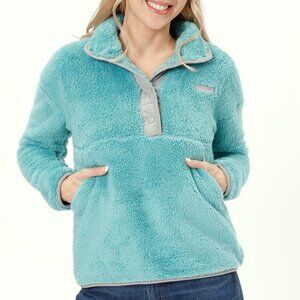 Women's Spyder 1/4 Snap Cozy Teal Sherpa Pullover with Pockets - Size XL (NWT)